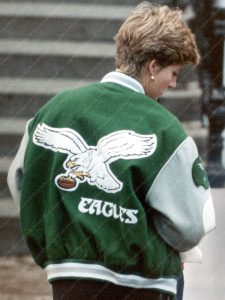 Lady Diana Philadelphia Eagles Green and White Bomber Jacket