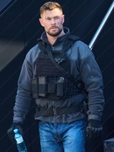 Tyler Rake Extraction 2 Chris Hemsworth Grey Cotton Jacket