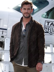 Extraction 2 Chris Hemsworth Brown Suede Leather Jacket