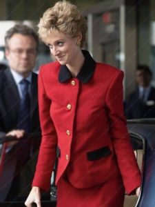 The Crown S05 Princess Diana Red Trim Coat