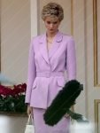 Elizabeth Debicki The Crown S05 Princess Diana Purple Coat