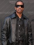 American Rapper Rakim Athelaston Mayers a.k.a A$AP Rocky Black Leather Jacket