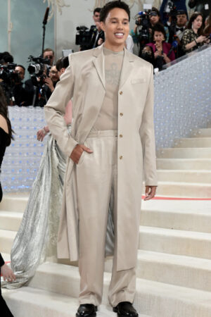 Brittney Griner Met Gala Red Carpet 2023 Satin Long Coat