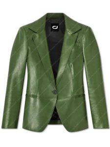 Selling Sunset Chrishell Stause Green Leather Blazer