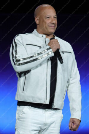 Dominic Toretto Fast X 2023 Premiere Vin Diesel White Leather Jacket