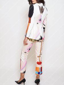 Mary Fitzgerald Selling Sunset Season 06 White Printed Blazer Suit