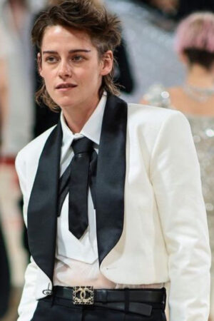 Kristen Stewart Met Gala Red Carpet 2023 White Crop Coat