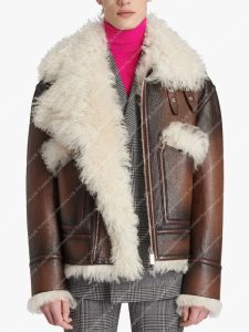 Steve Harvey Brown Leather Shearling Jacket