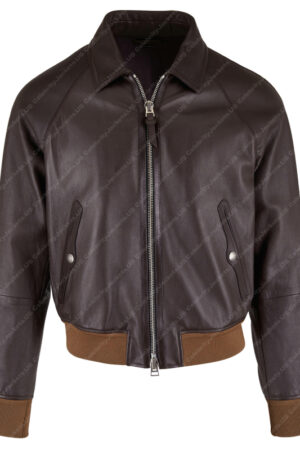 Kendall Roy Succession Season 04 Jeremy Strong Brown Leather Jacket