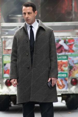 Kendall Roy Succession Season 4 Jeremy Strong Grey Woolen Coat