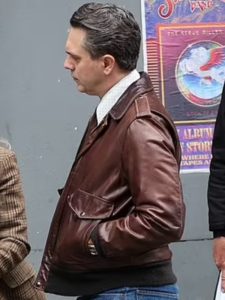 Matty Dunne The Crowded Room 2023 Thomas Sadoski Brown Leather Bomber Jacket
