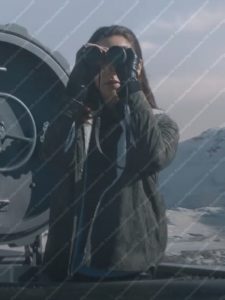 Tess Fast X 2023 Brie Larson Grey Camo Shearling Jacket