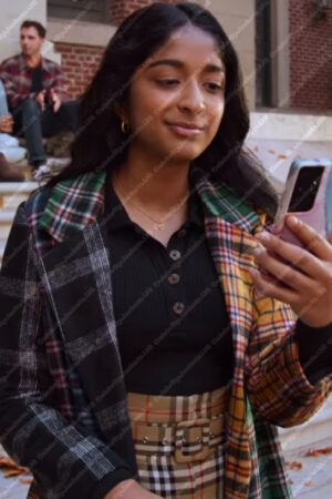 Never Have I Ever S04 Devi Multicolored Plaid Coat