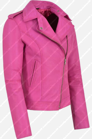 Barbie Movie 2023 Margot Robbie Pink Leather Jacket