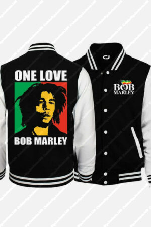 Kingsley Ben-Adir Bob Marley One Love Printed Varsity Jacket