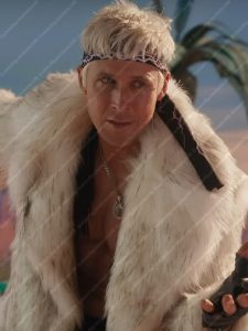 Ken Barbie Movie 2023 Ryan Gosling White Fur Coat