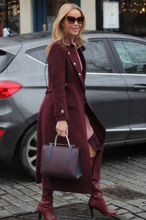 Amanda Holden Burgundy Wool Coat