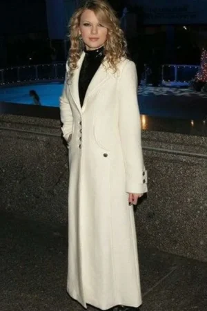 American Singer Taylor Swift 75th Rockefeller Center Ny White Trench Coat.