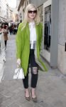 Elle Fanning American Actress Green Long Coat