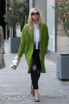 Elle Fanning American Actress Green Wool Long Coat