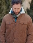 Film Christmas On The Alpaca Farm 2023 Matt Wells Sherpa Brown Jacket