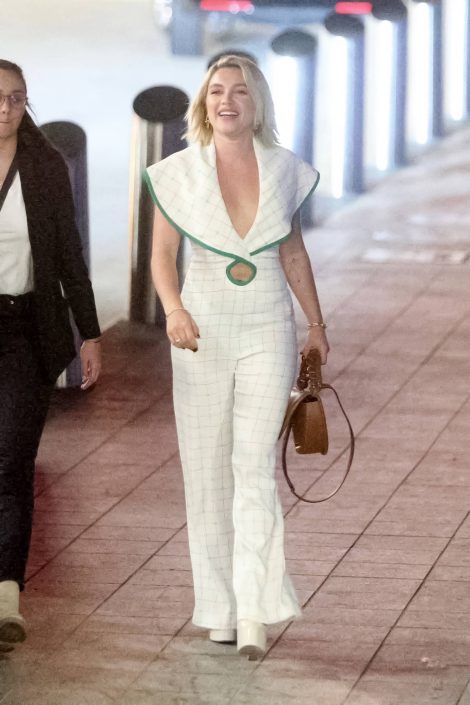 Florence Pugh Actress White Jumpsuit