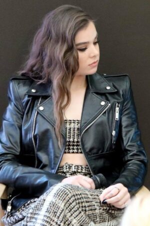 Hailee Steinfeld Black Leather Biker Jacket