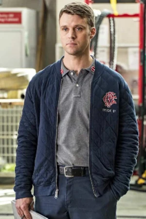 Jesse Spencer Tv Series Chicago Fire Blue Quilted Bomber Jacket