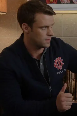 Jesse Spencer Tv Series Chicago Fire Blue Quilted Bomber Jacket.