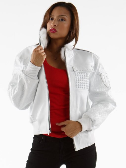 Ladies Pelle Pelle Mb Bomber White Leather Jacket