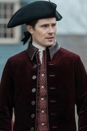 Lord John Grey Series Outlander S07 David Berry Maroon Velvet Coat.