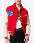 Louis Vuitton Red & Cream Leather Varsity Jacket.