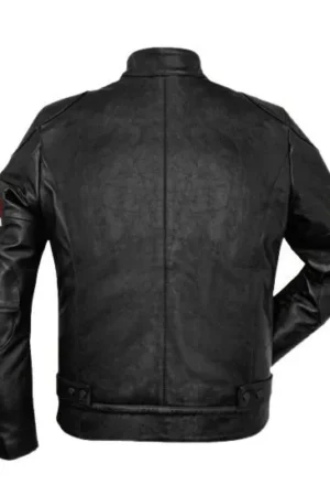 Mens Cafe Racer Red And White Striped Leather Jacket.