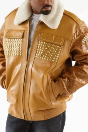 Pelle Pelle Brown Studded Leather Jacket.