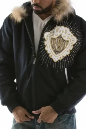 Pelle Pelle Navy Fur Hood Jacket.