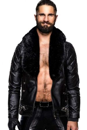 Seth Rollins Wwe Black Leather Jacket.