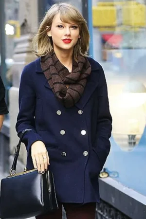 Taylor Swift Nyc Street Style Blue Wool Peacoat.