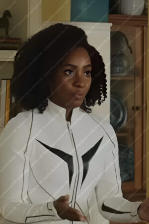 The Marvels 2023 Monica Rambeau White Leather Jacket