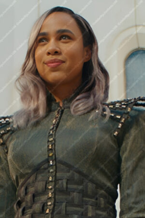 Zawe Ashton The Marvels 2023 Dar Benn Green Trench Coat