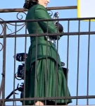 Tina Fey Movie A Haunting In Venice 2023 Ariadne Oliver Green Coat.