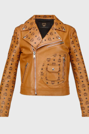 Women’s Biker Brown And Black Leather Jacket