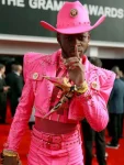 American Rapper Lil Nas X Grammy Costume Pink Studded Leather Jacket