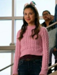 American Singer- Songwriter Olivia Rodrigo Pink Cable Knit Sweater