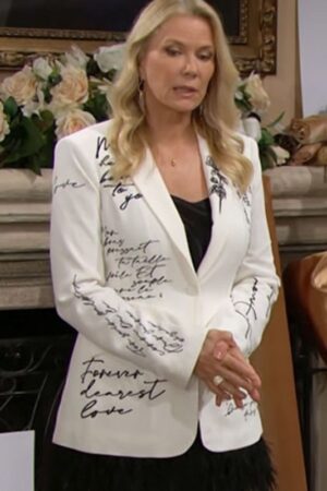 Bold And The Beautiful Katherine Kelly Lang White Printed Blazer