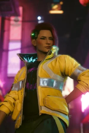 Cyberpunk 2077 Edgerunners Lucy Yellow Leather Jacket