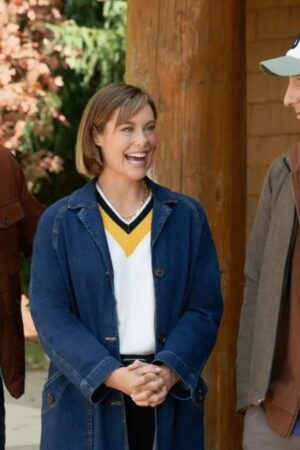 Ellie Film Notes Of Autumn 2023 Ashley Williams Blue Denim Coat