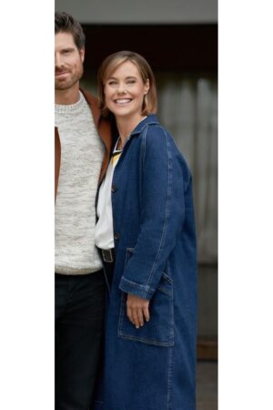 Ellie Film Notes Of Autumn 2023 Ashley Williams Blue Denim Coat.