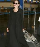 Jfk Airport New York Angelina Jolie Wool Black Trench Coat.