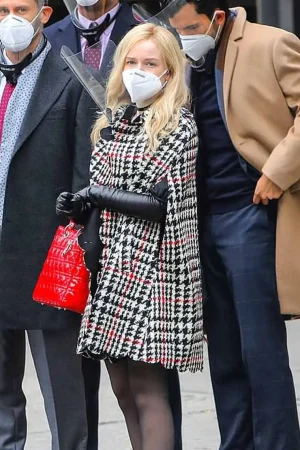 Julia Garner Inventing Anna 2021 Anna Delvey Houndstooth Coat.
