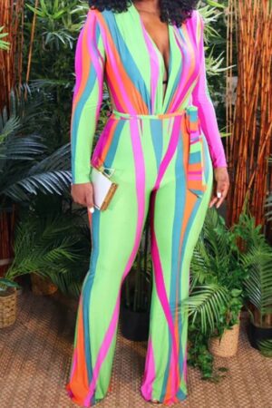 Kayla Cardona Selling The Oc Season 02 Multi-color Striped Belted Jumpsuit.